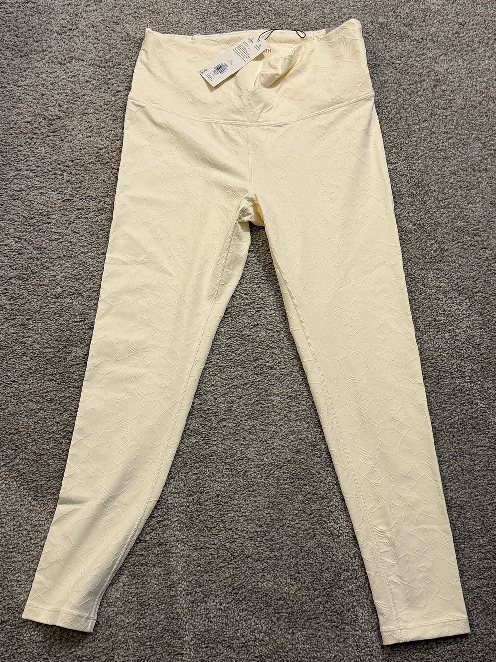 NWT CALIA by Carrie Underwood High Waist Textured 7/8 Leggings in Cream Size LG